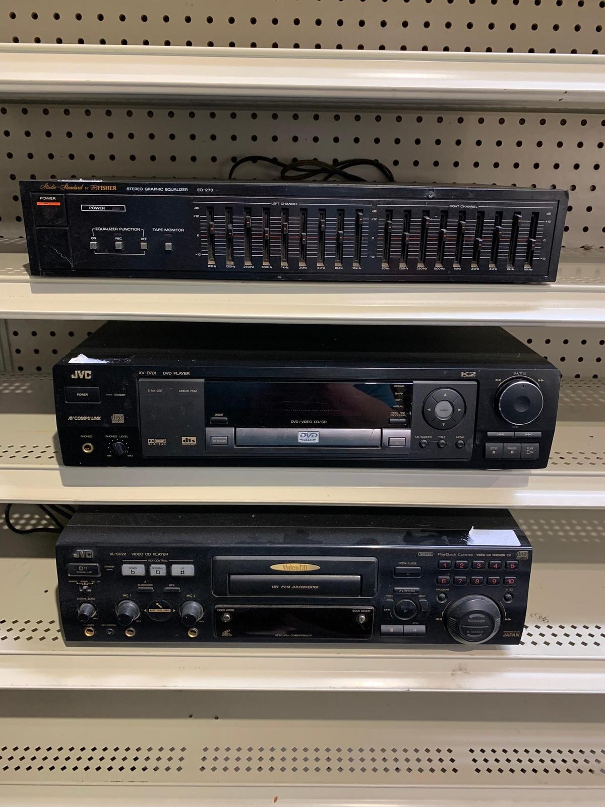 JVC DVD Player, Fisher Equalizer & JVC CD Player