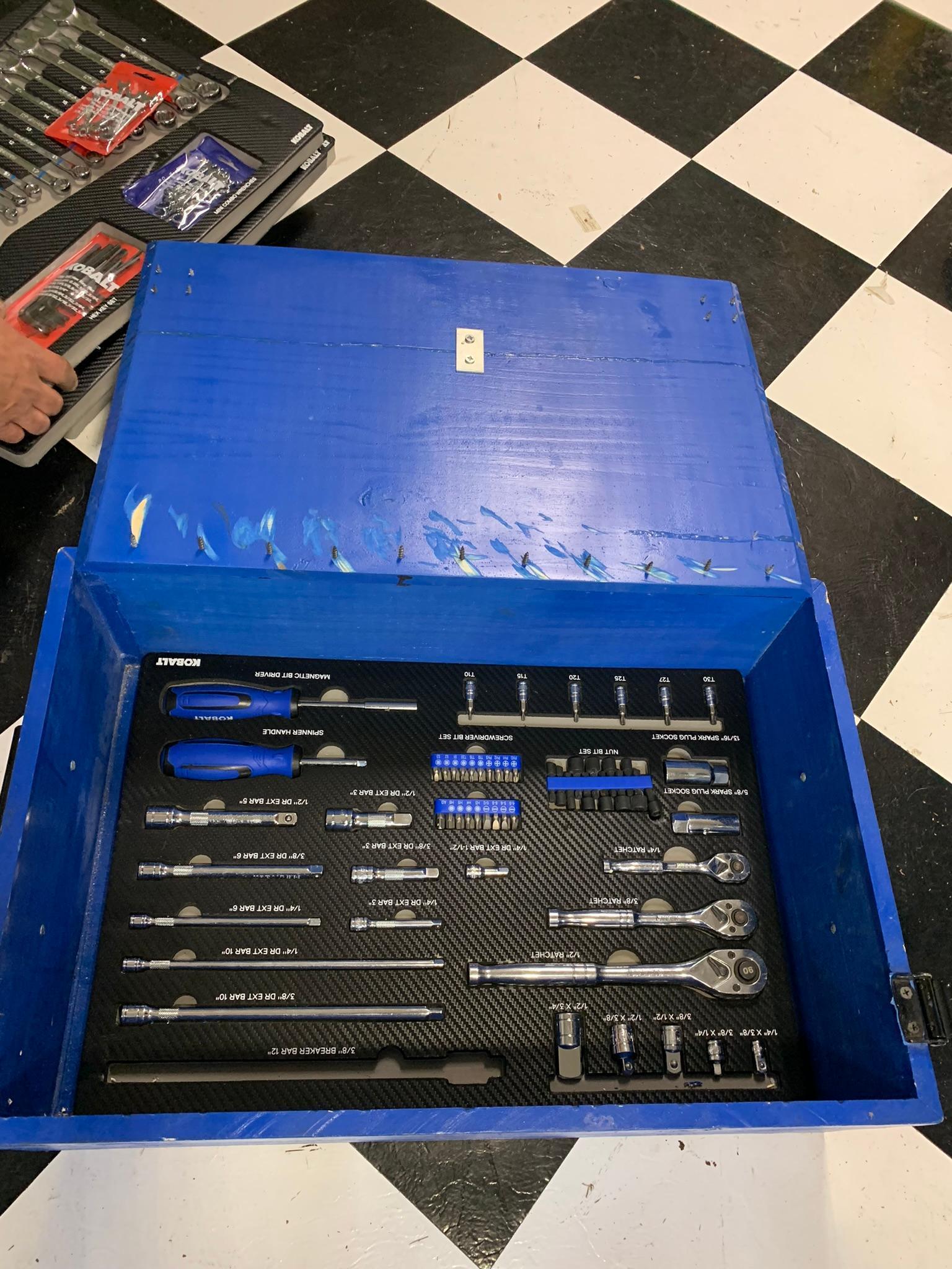 Kobalt Tool Kit in Homemade Wooden Box