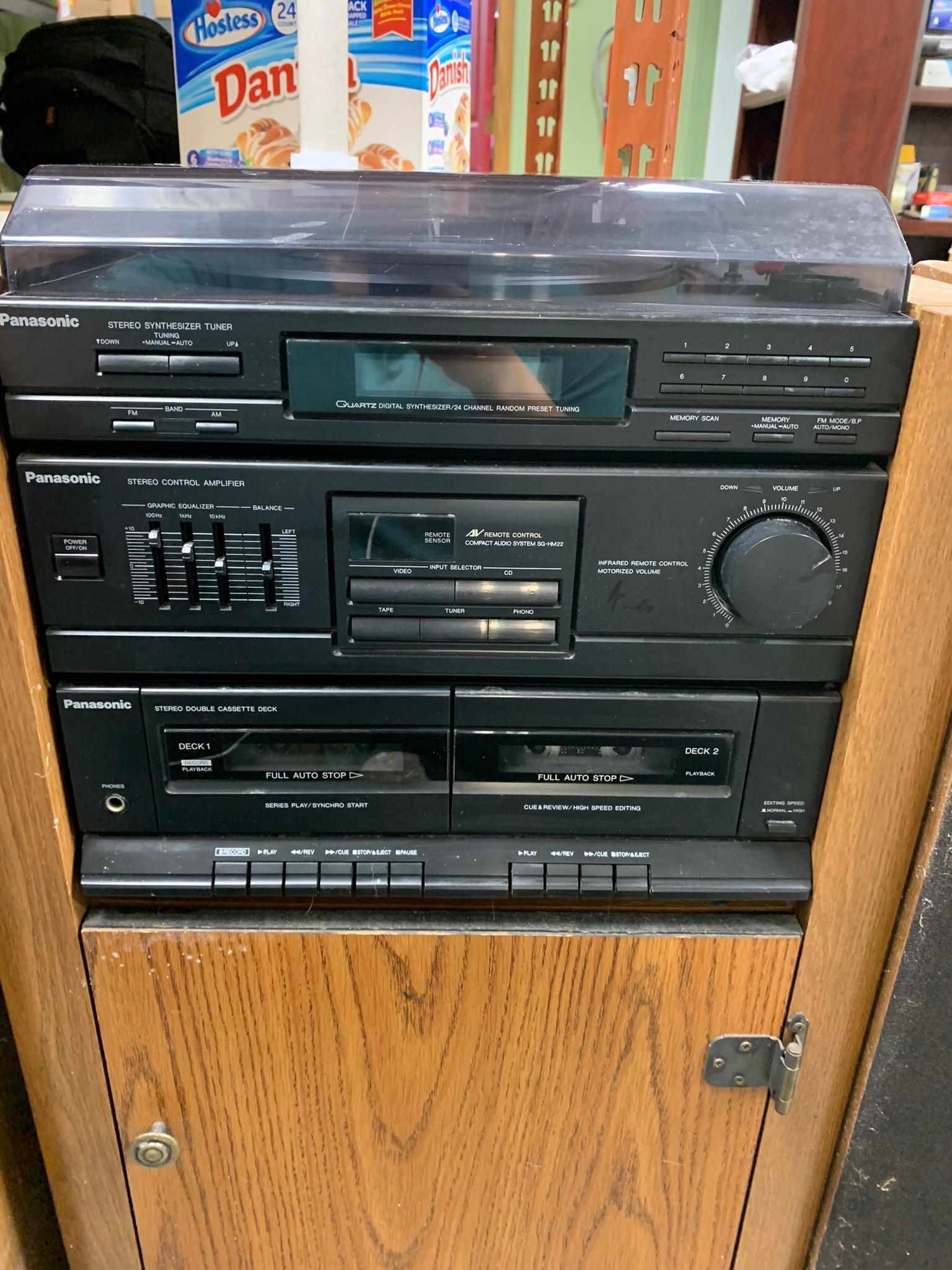 Panasonic Stereo with Speakers and Cabinet