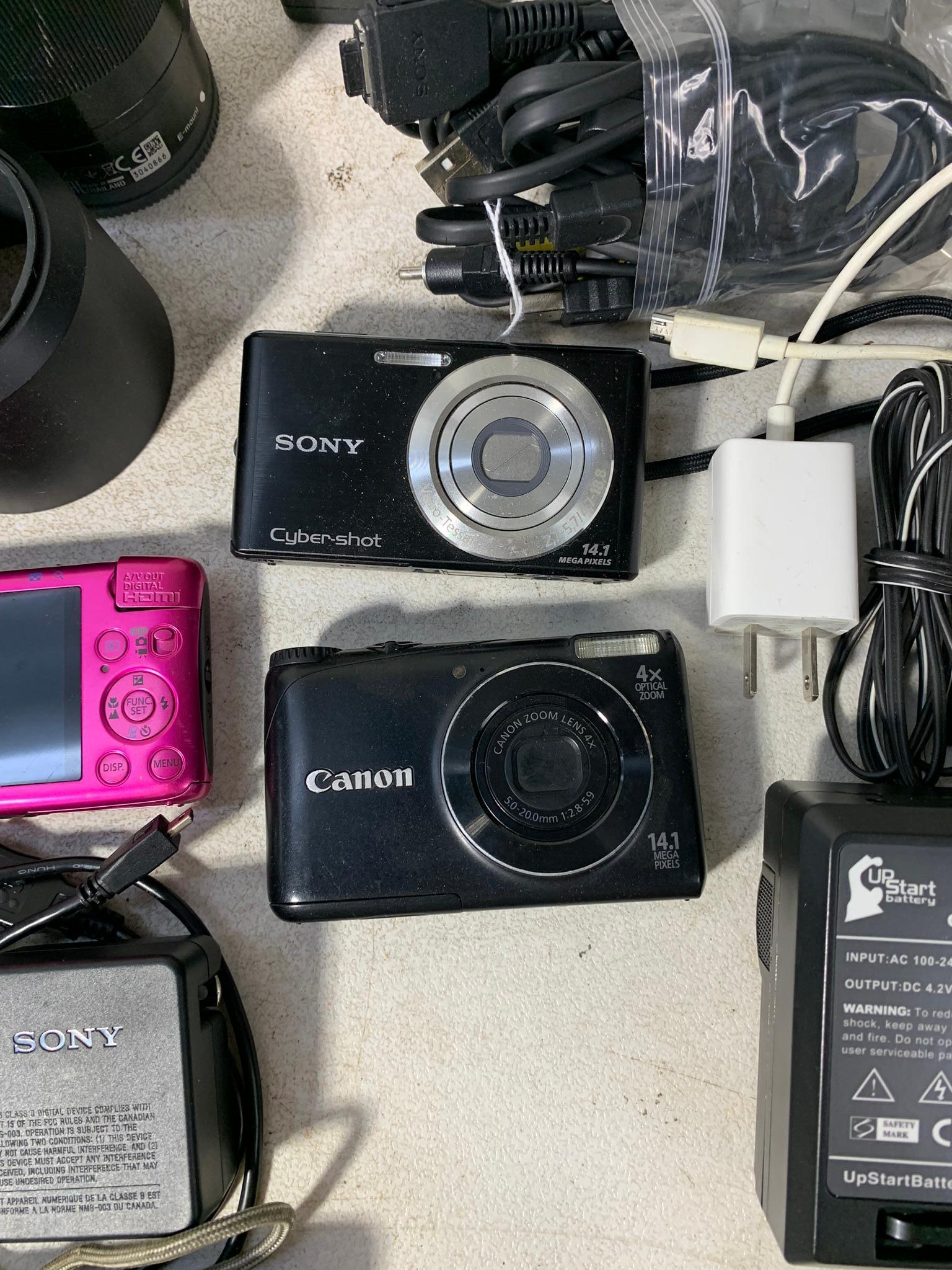 Assortment of Digital Cameras, Chargers & More