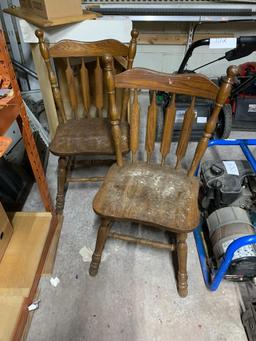 2 Wood Chairs, Side Table, Exercise Items & Char-Broil Grill