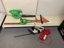 2 Hedge Trimmers and Electric Blower