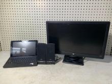 Hewlett Packard 20" Monitor, RCA Tablet with Keyboard & Speakers