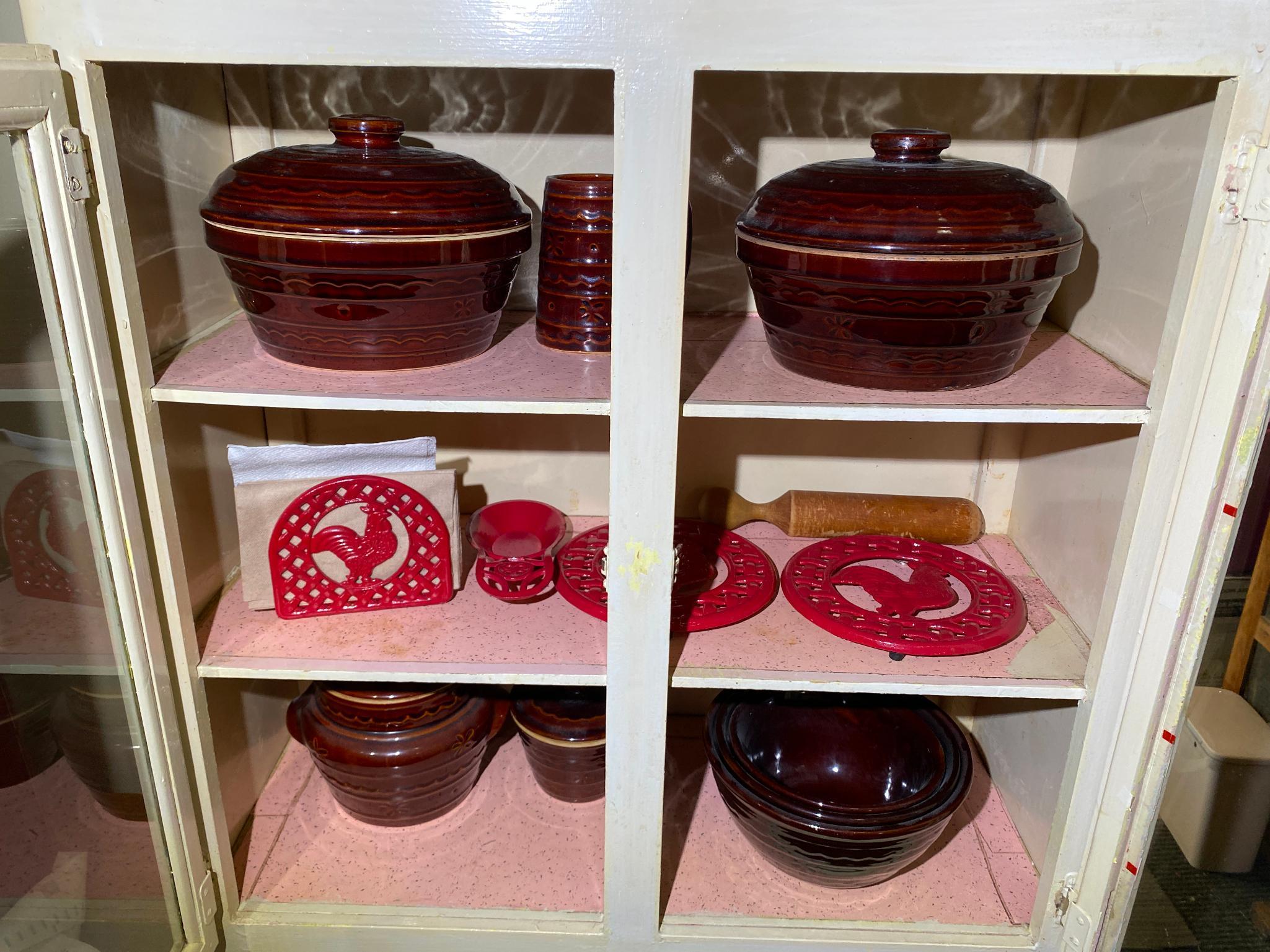 Antique Cute White Kitchen Cabinet w/Primitives Wares