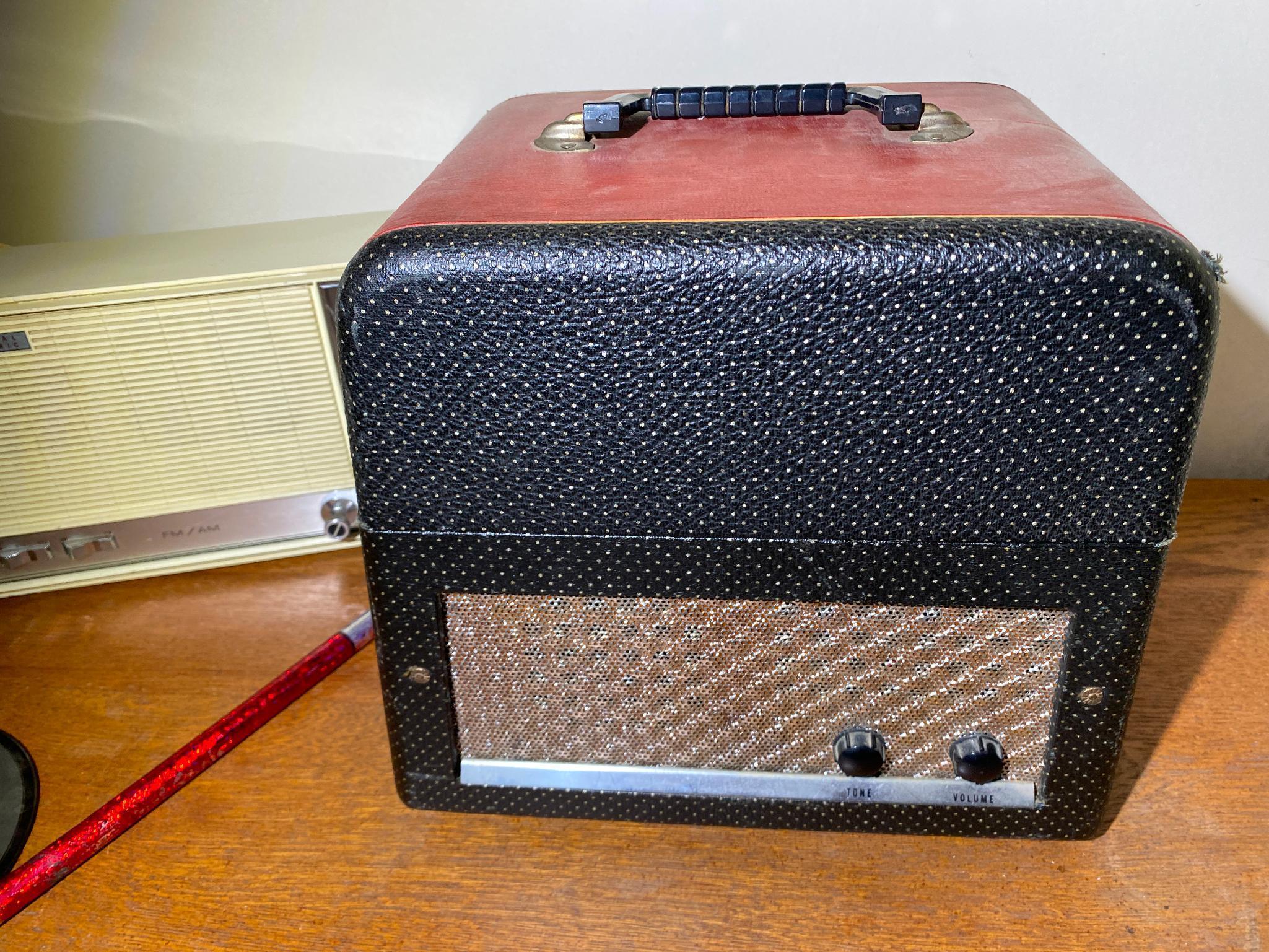 Small Antique Cabinet, Radio, Record Player, Records