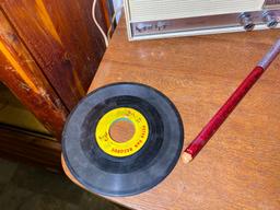 Small Antique Cabinet, Radio, Record Player, Records