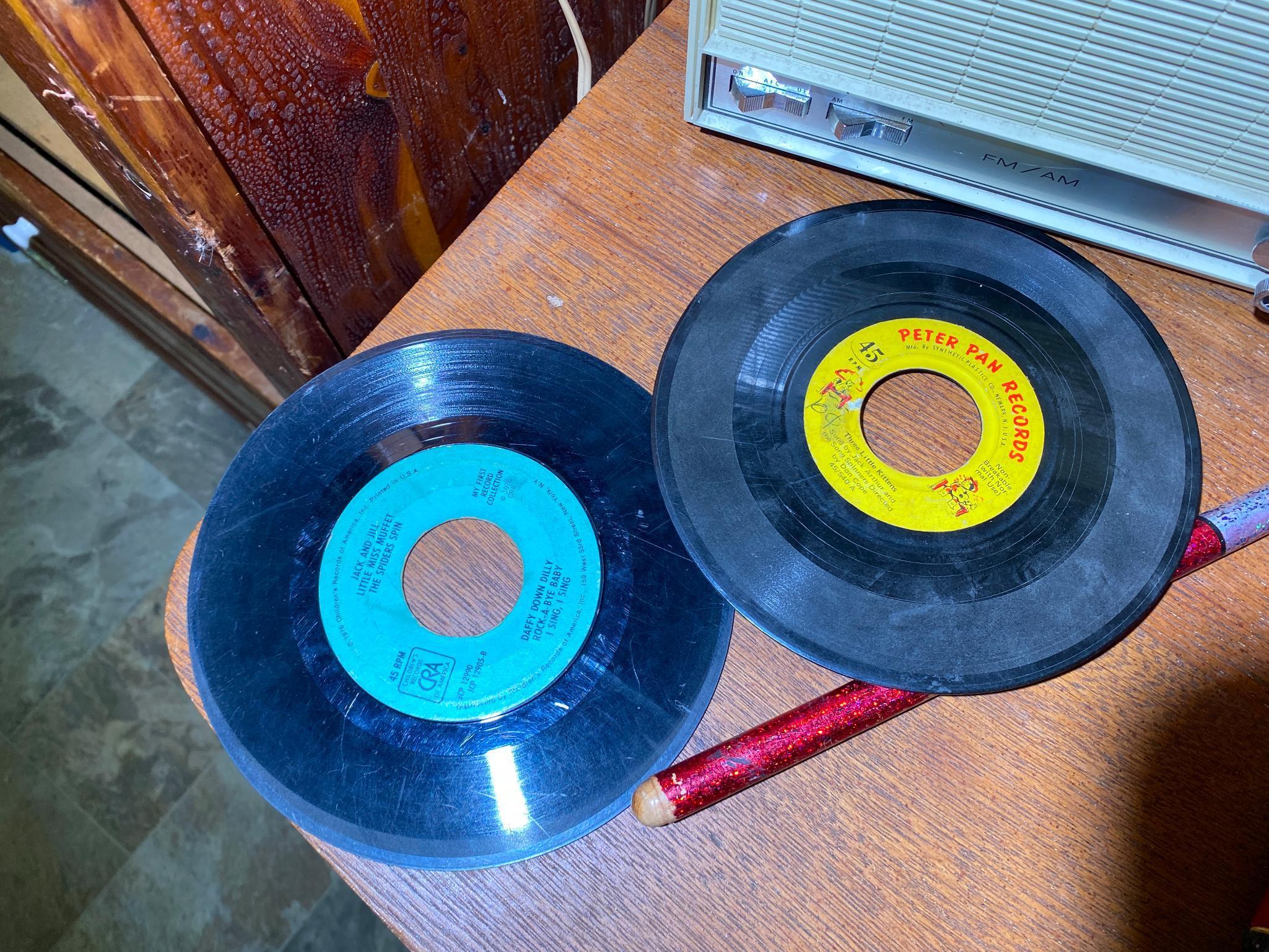 Small Antique Cabinet, Radio, Record Player, Records