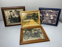 Xeroxed Vintage Framed Motorcycle Pictures