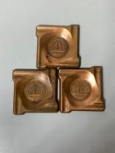 Three Chicago 1900 A Century of Progress Chrysler Copper Ashtrays