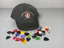 Grateful Dead Hat and Collection of Guitar Picks
