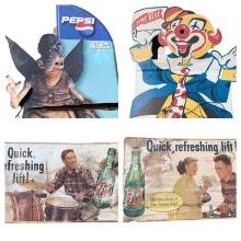 Cardboard Advertising Pieces for Pepsi (Star Wars), 7-Up, and Flavor Kist