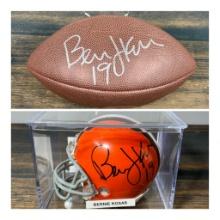 Bernie Kosar signed football & Browns mini helmet both JSA
