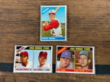 1966 Topps cards: Pete Rose, Don Sutton, Ferguson Jenkins (Rookies)