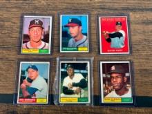 1961 Topps baseball cards: Maris, Mathews, Spahn, McCovey, Gibson, Hodges