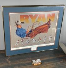 Nolan Ryan matted & framed signed print Double cert: JSA & Letter