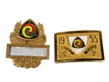 1955/58 AMA Gypsy Tour Buckle and Tour Award Badge. (American Motorcycle Association)