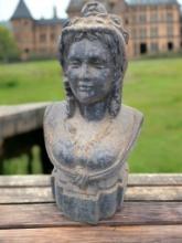 Antique Cast Iron Fence or Hitching Post Topper of a Woman