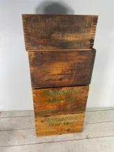 Group of 4 Antique Wooden Ammo Crates Remington, Winchester, Western