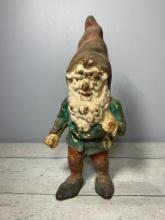 Antique Cast Iron Garden Gnome Doorstop Maybe Hubley Unsigned