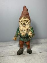 Antique Cast Iron Garden Gnome Doorstop Maybe Hubley Unsigned