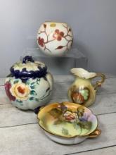 Nippon China Lidded Jar, Antique Noritake Porcelain Bowl, Bohemia Glass & More