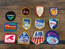 Group of 12 Vintage Ski Patches 1960s to 1980s