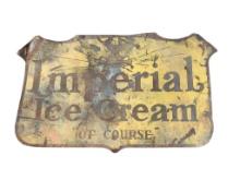 Vintage Metal Imperial Ice Cream Sign - Enamel