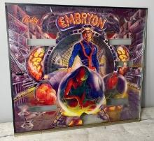 Vintage Embryon Pinball Game Back Glass by Bally