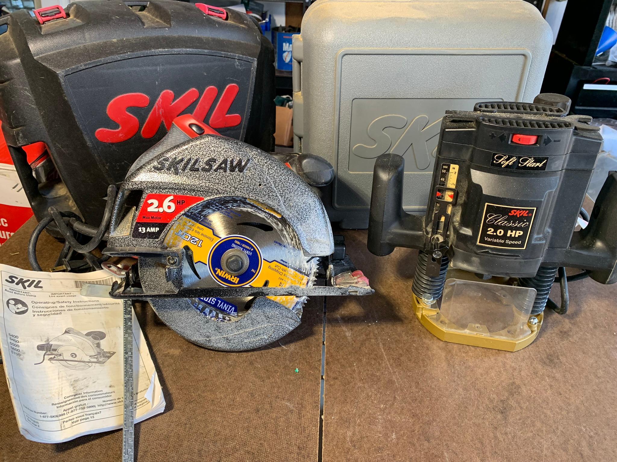 Skil Circular Saw with Case and Skil Classic Router with Case