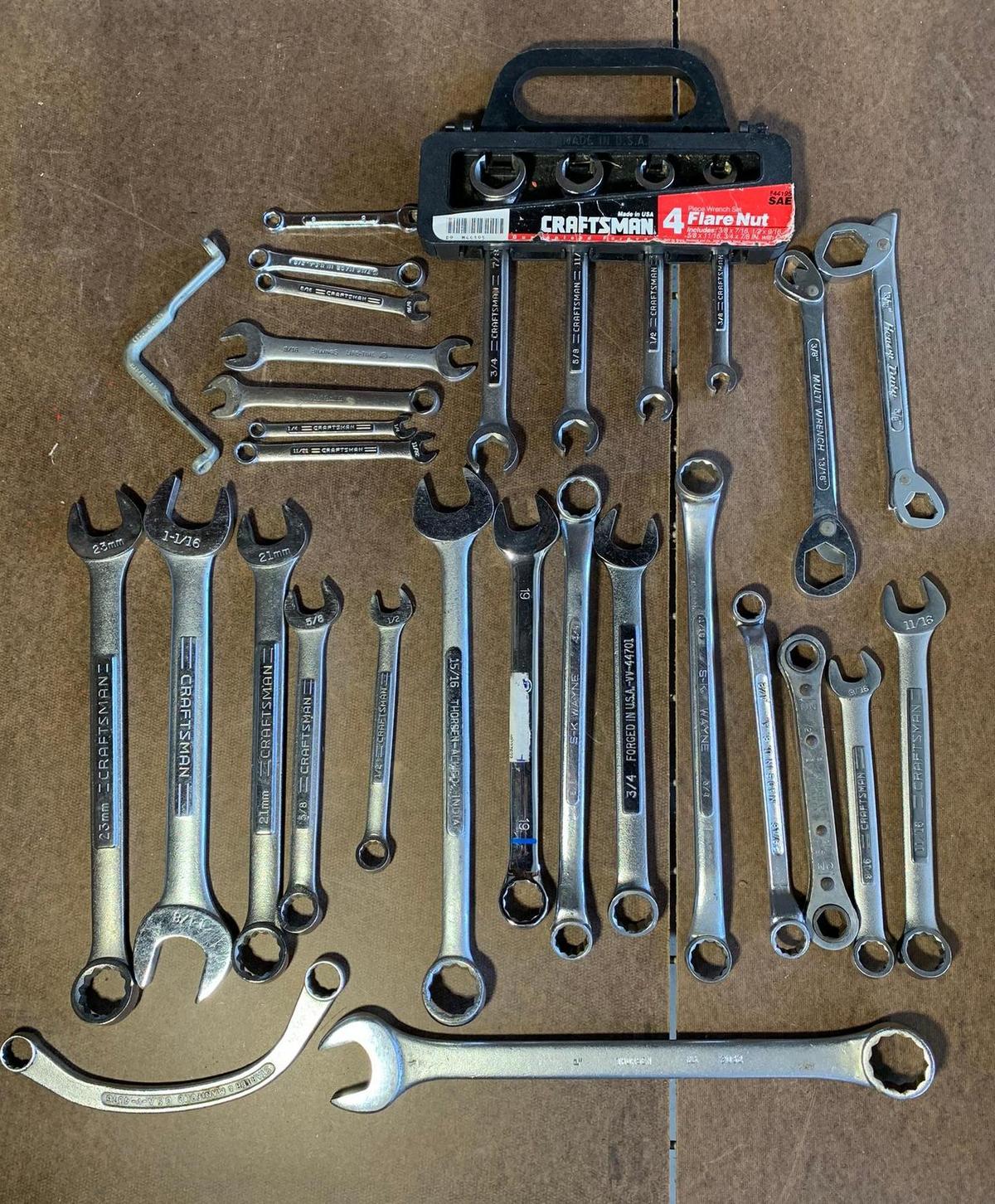Group of Tools - Snap-On Combination Wrench and Other Assorted Wrenches