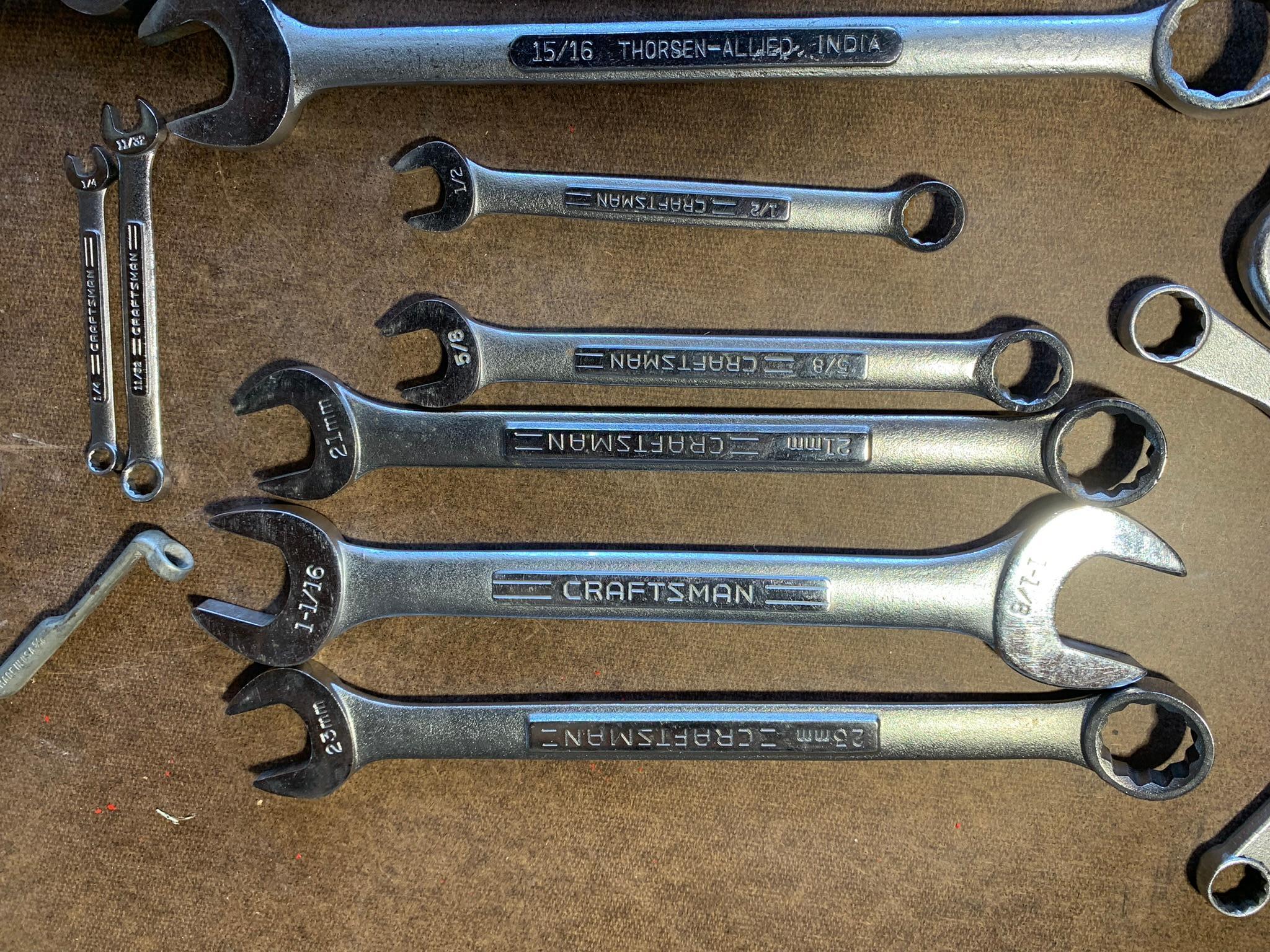 Group of Tools - Snap-On Combination Wrench and Other Assorted Wrenches