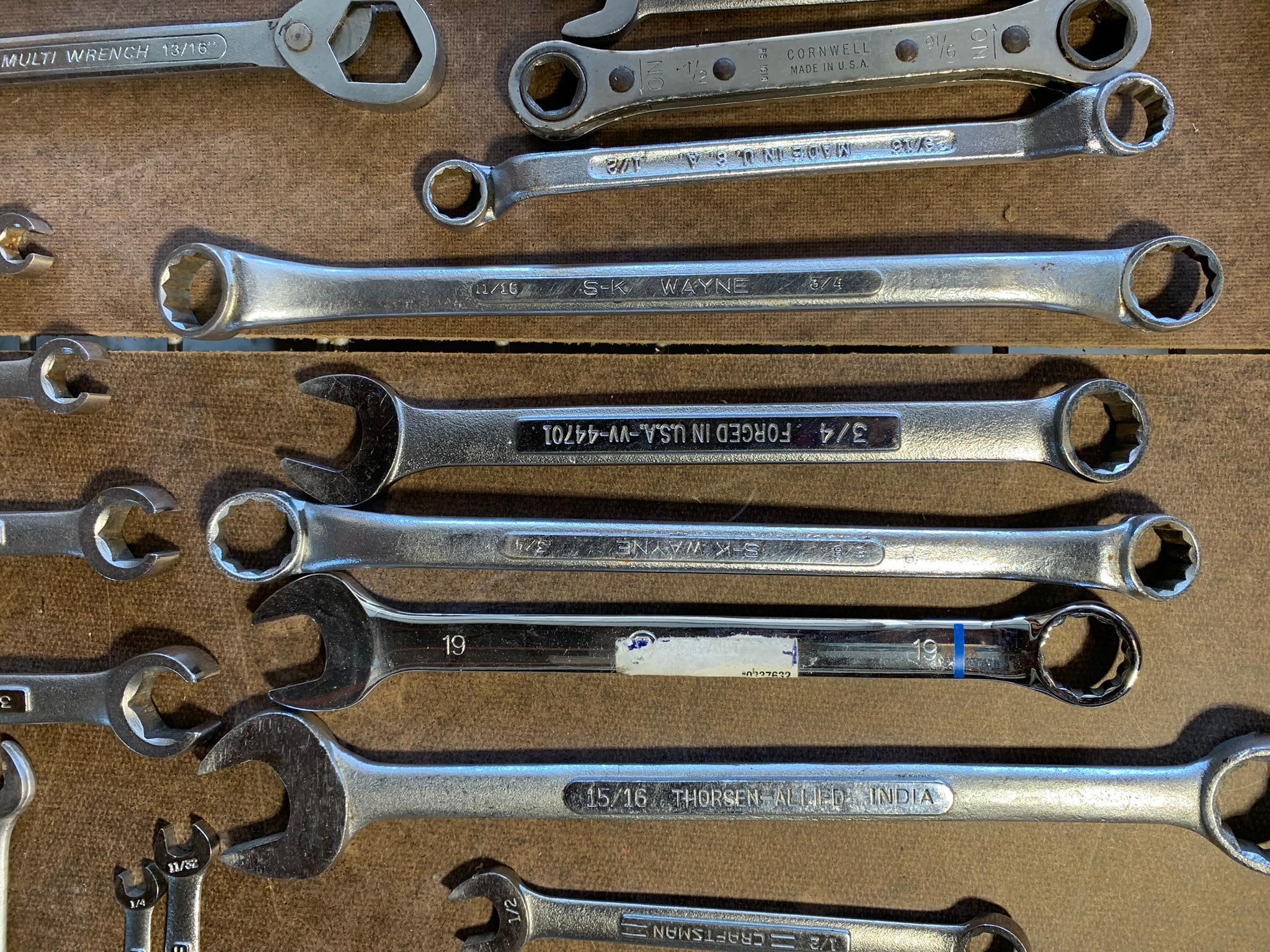Group of Tools - Snap-On Combination Wrench and Other Assorted Wrenches