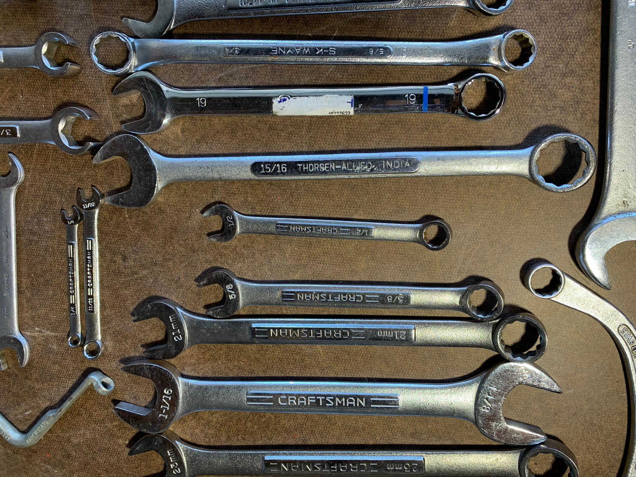 Group of Tools - Snap-On Combination Wrench and Other Assorted Wrenches