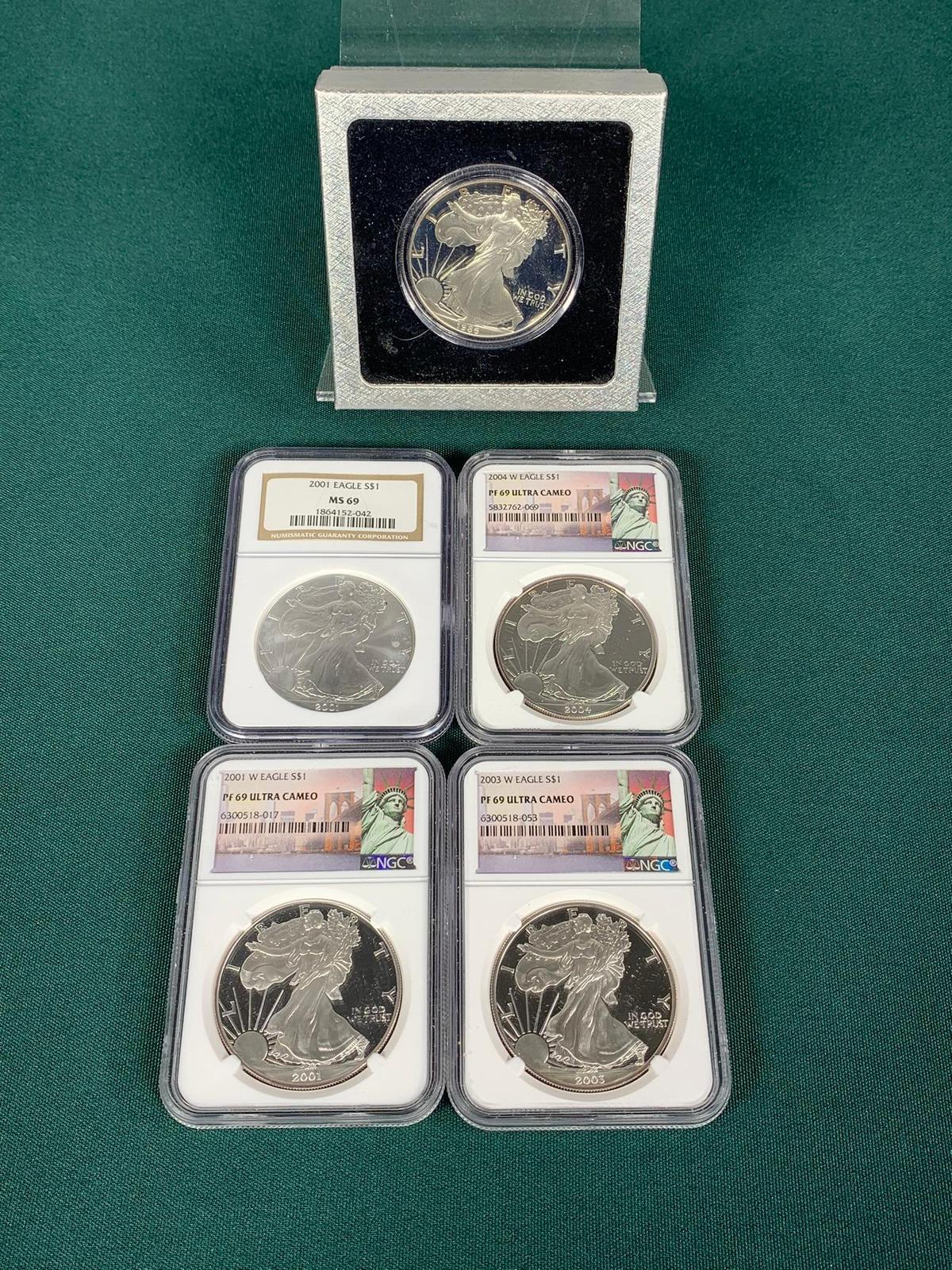 Group Lot of 5 Silver Dollar Coins
