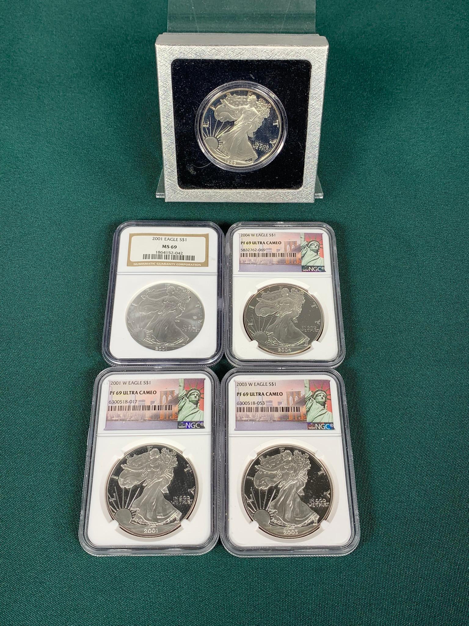 Group Lot of 5 Silver Dollar Coins