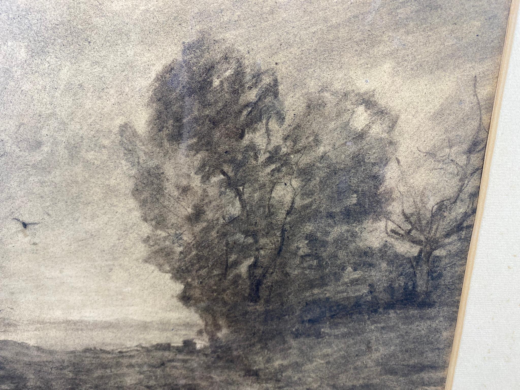 Countryside with Bird, Charcoal, Camille Jean-Baptiste Corot (1796-1875)