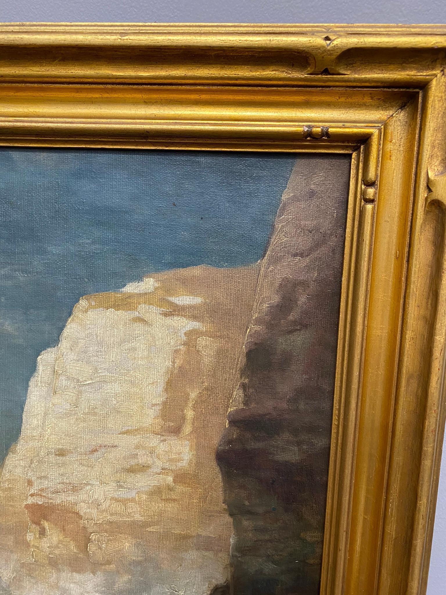Oil on Canvas Coastal Cliff Scene Edward Moran (1829-1901)