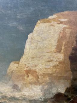 Oil on Canvas Coastal Cliff Scene Edward Moran (1829-1901)