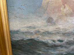 Oil on Canvas Coastal Cliff Scene Edward Moran (1829-1901)
