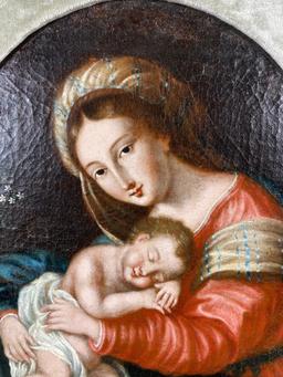 Virgin Mary with the Sleeping Christ Child, Oil on Canvas, school of Master of the Parrot