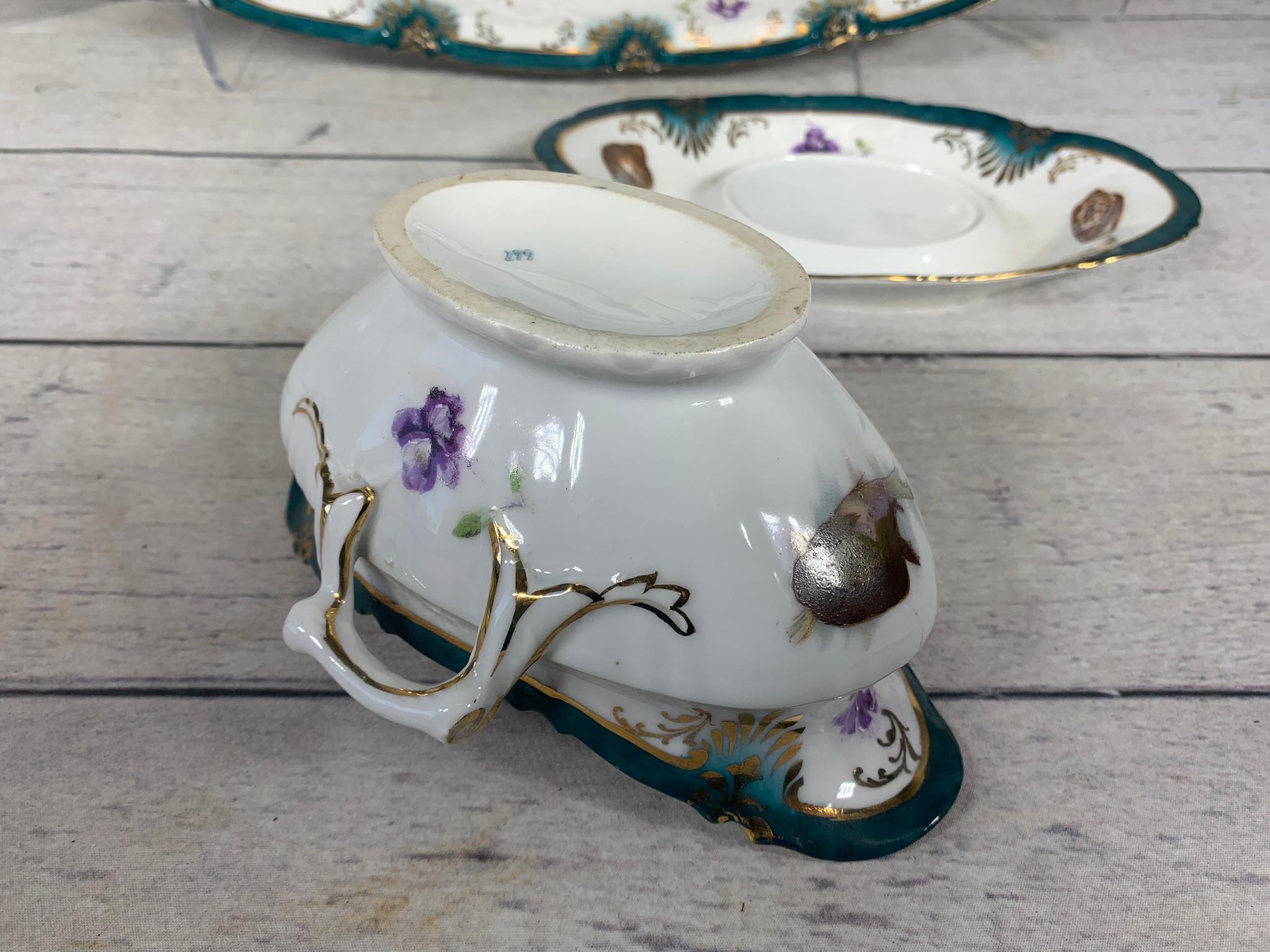 Large Group Victoria Austria Fish Pattern Plates, Tray