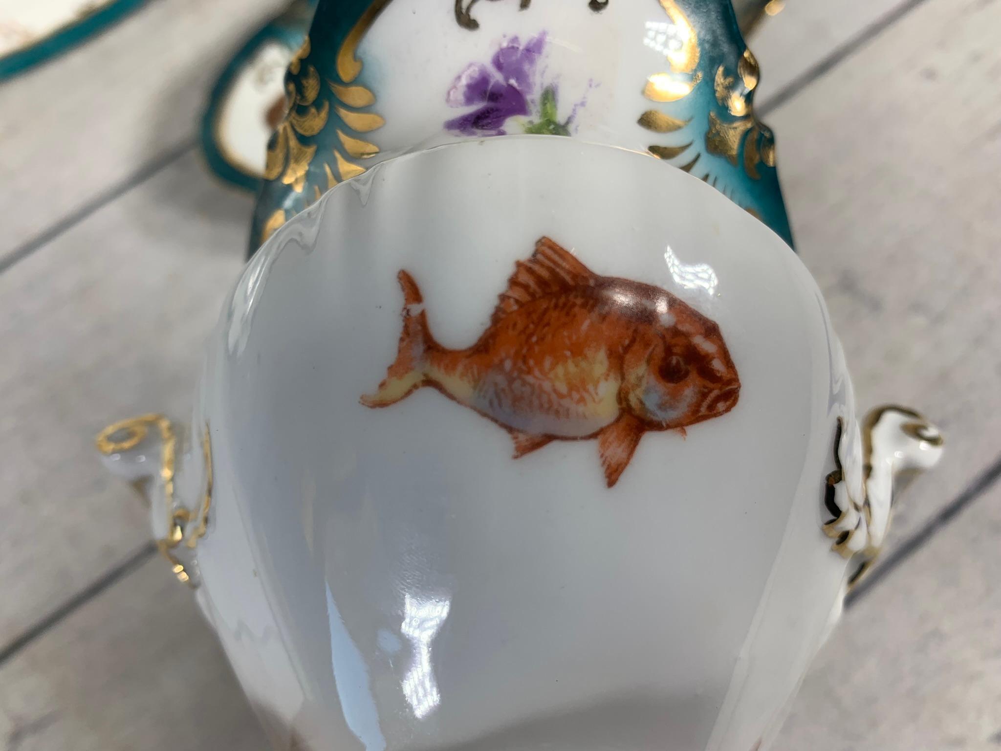 Large Group Victoria Austria Fish Pattern Plates, Tray