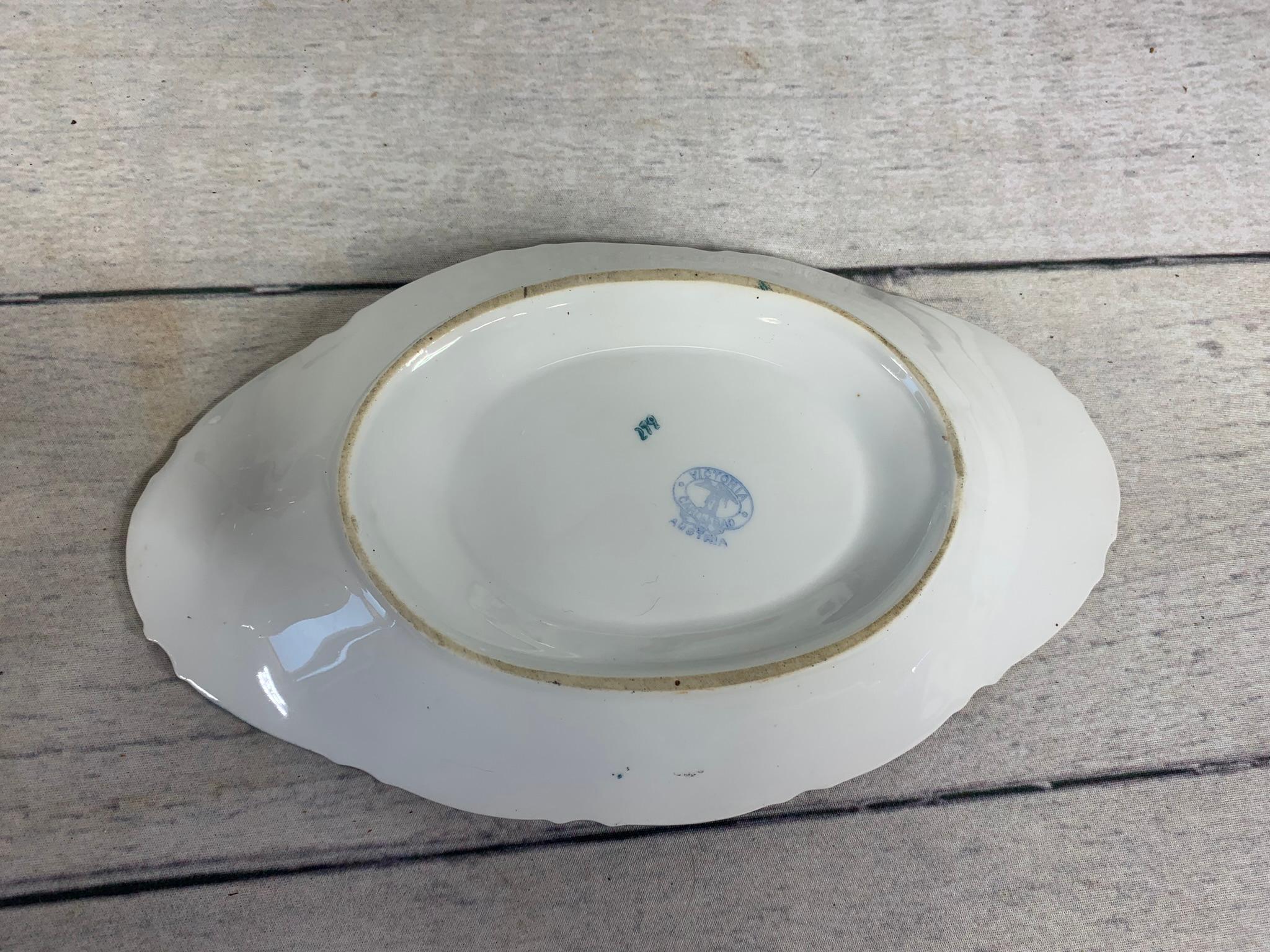 Large Group Victoria Austria Fish Pattern Plates, Tray