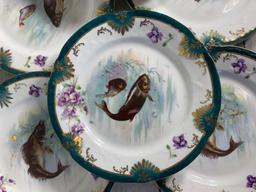 Large Group Victoria Austria Fish Pattern Plates, Tray