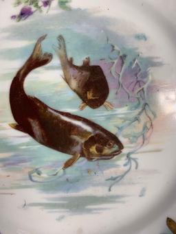 Large Group Victoria Austria Fish Pattern Plates, Tray