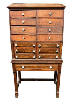 Antique Multi-Drawer Cabinet with Angled Front