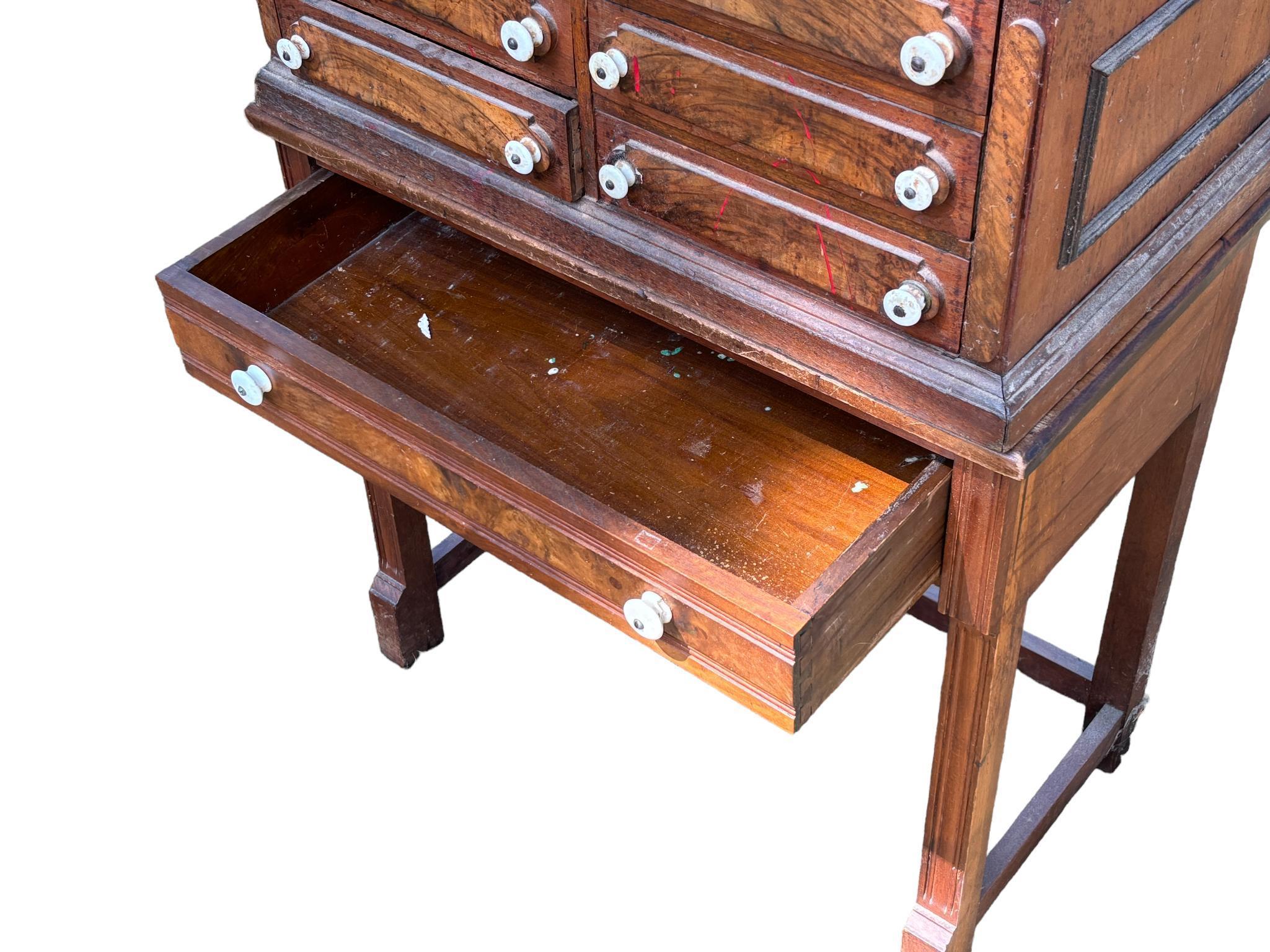 Antique Multi-Drawer Cabinet with Angled Front