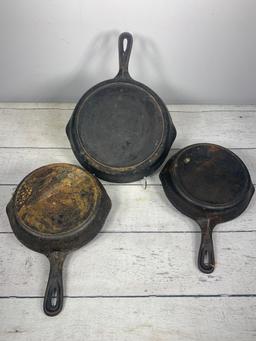 Group of Three Vintage Martin Cast Iron Skillets