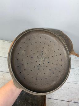 A Wagner Ware Cast Iron Skillet and a Cast Iron Chicken Fryer with Lid
