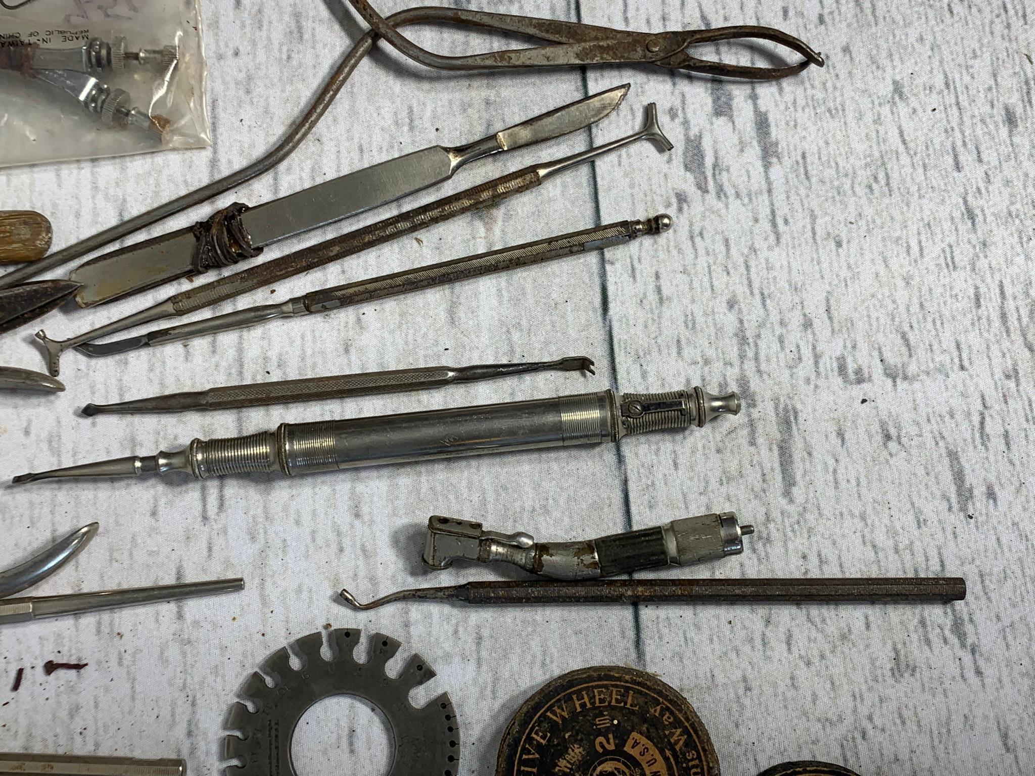 Group of Antique Dental Tools, Color Guides, Dentures and More